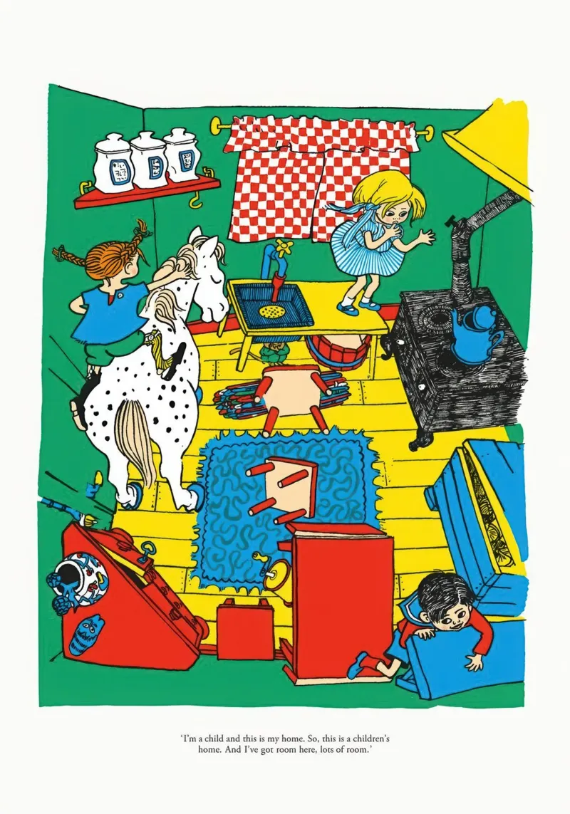 Casa Pippi poster con telaio in legno da Earl Beeman