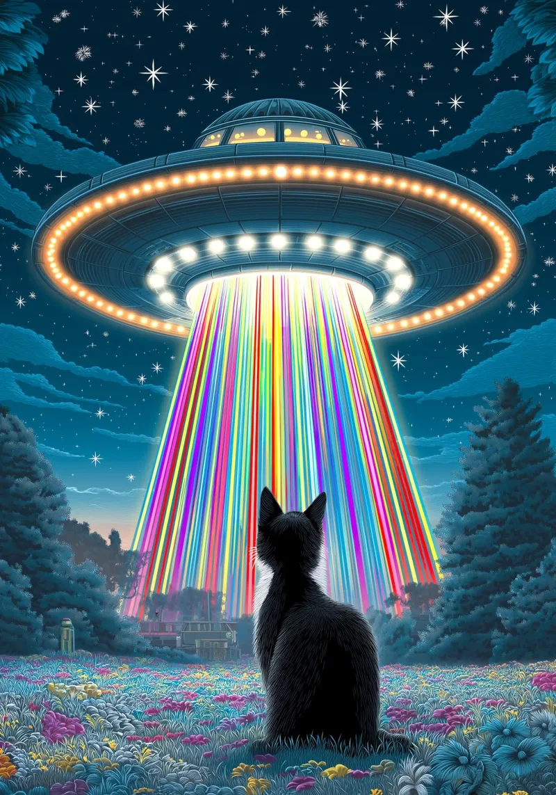 Gatto nero e UFO poster da Stellar Creative