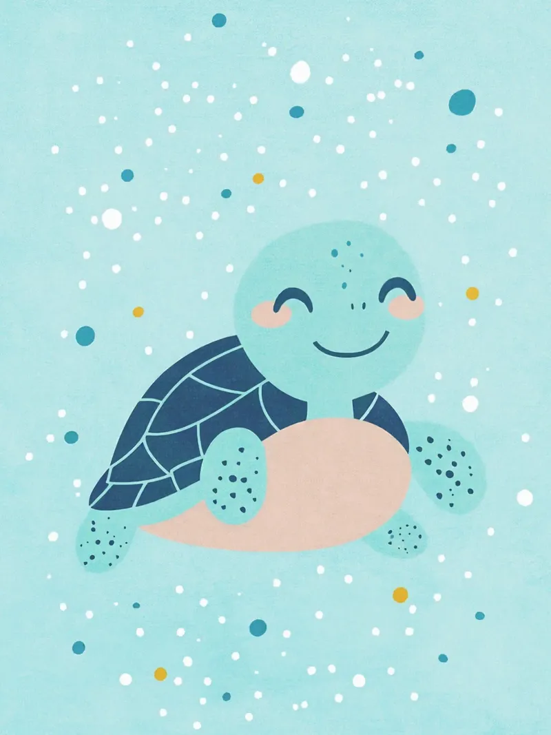tortuga tortuga marina agua del océano poster con marco de plástico de Courtney Ohling
