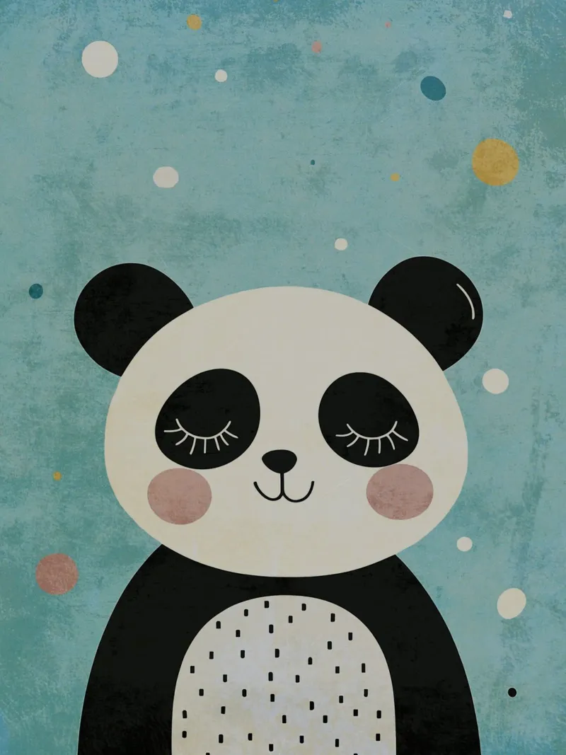 panda animale carino cartone animato poster con telaio in alluminio da Courtney Ohling