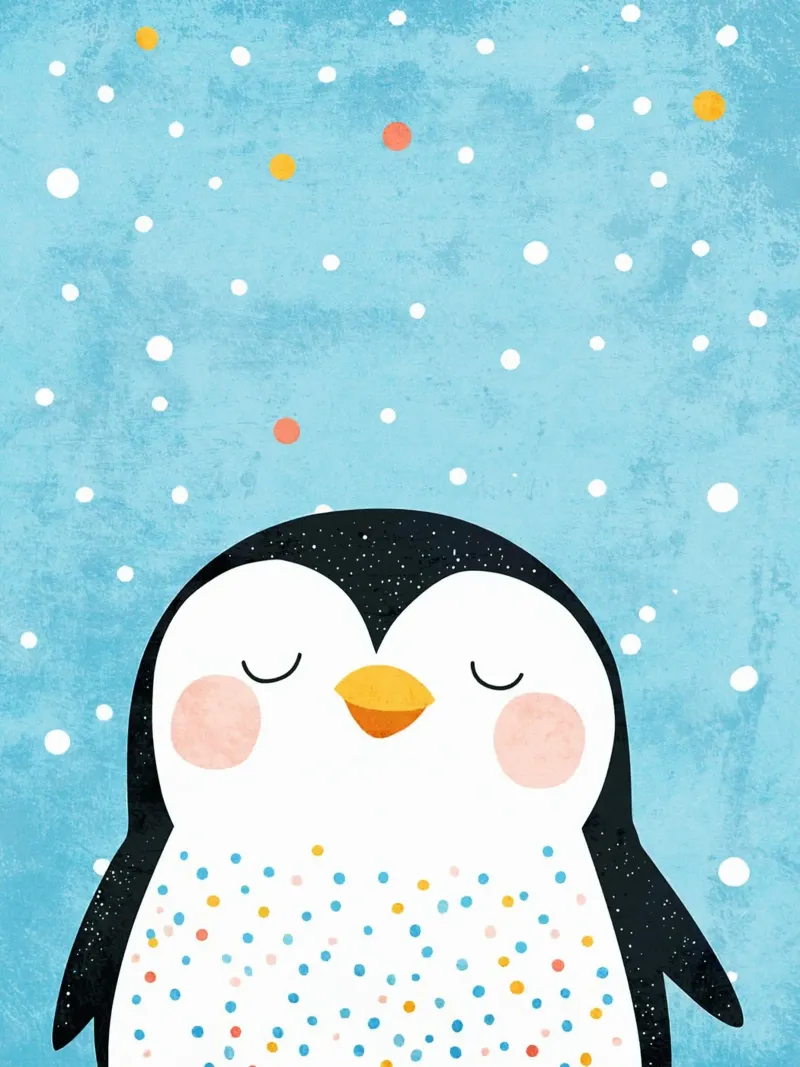 pinguino cartone animato animale poster con telaio in alluminio da Courtney Ohling