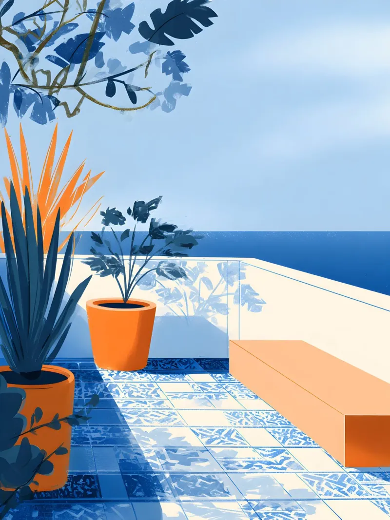 Mediterranean Minimalism poster con telaio in alluminio da Gypsy Galleria