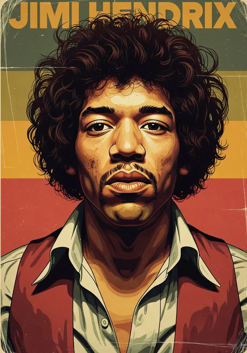 Jimi Hendrix - Vintage #1 poster con telaio in plastica da Lembayung art