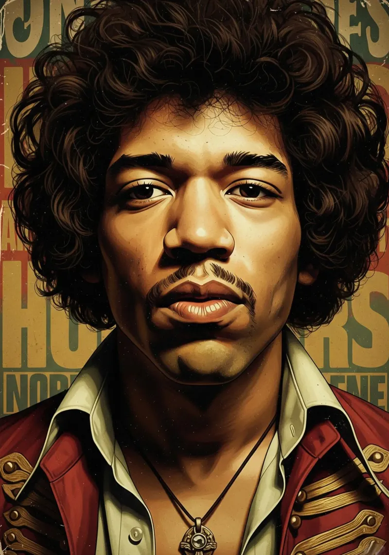 Jimi Hendrix - Vintage #2 poster con telaio in plastica da Lembayung art