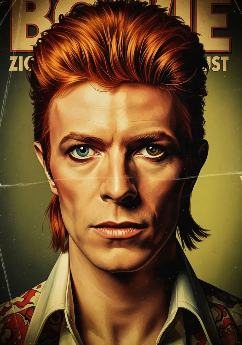 David Bowie - Vintage #1 poster con telaio in legno da Lembayung art