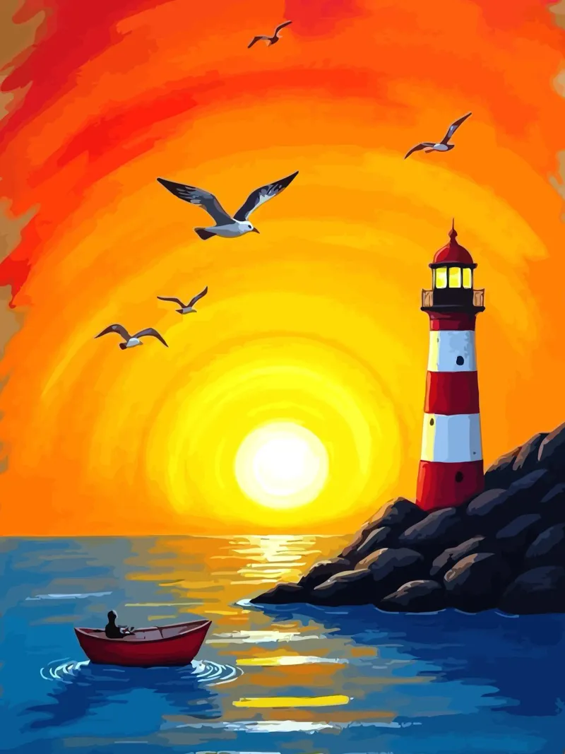 fishing on a small boat before sunset poster con telaio in legno da Dumery Art