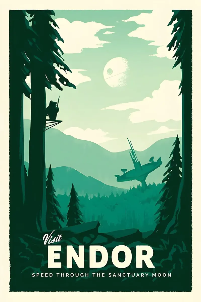 Visit Endor poster con telaio in plastica da Robert Hoff