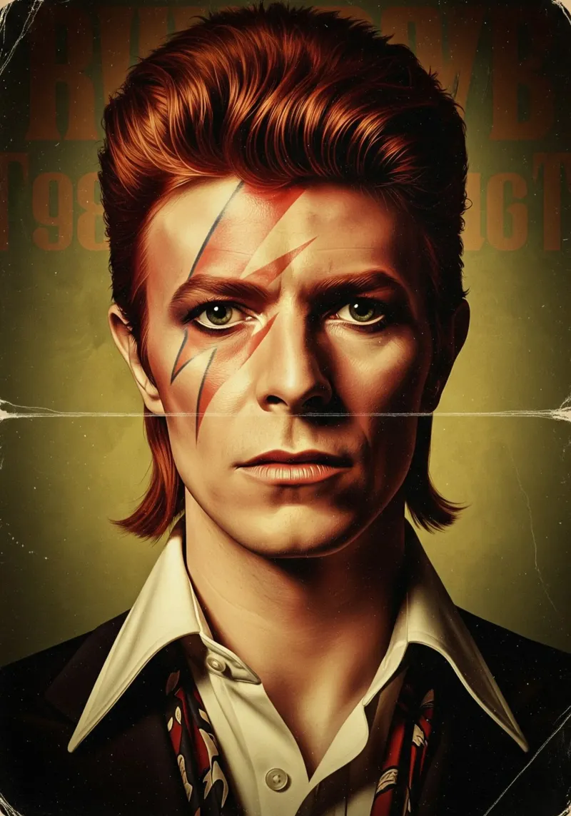 David Bowie - Vintage #3 poster con telaio in legno da Lembayung art