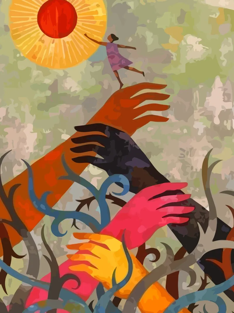 hands and plants poster con telaio in alluminio da Dumery Art