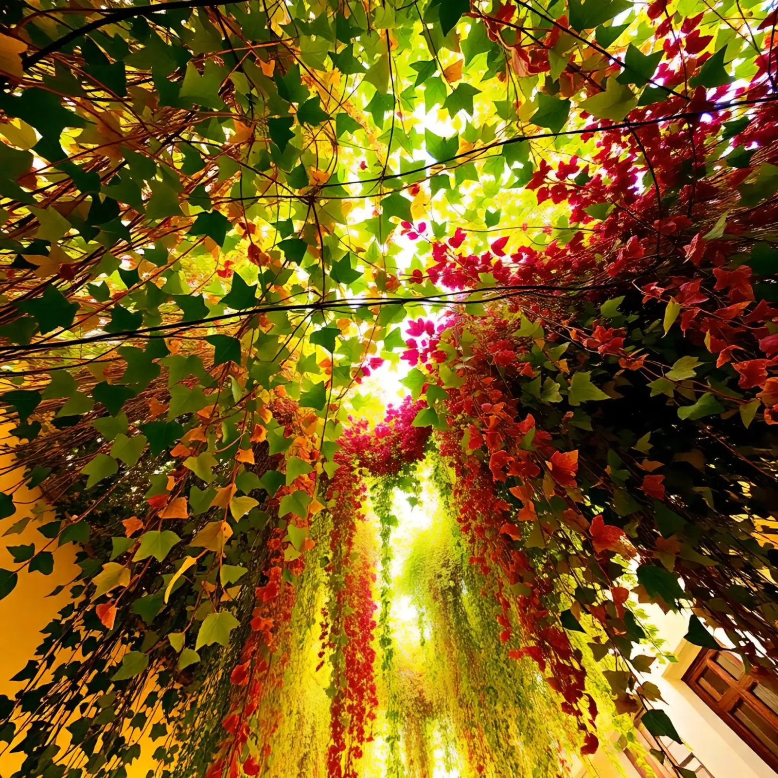 Low Angle View of Building Covered in Climbing Plants canvas with Floater frame by DesignDoodle