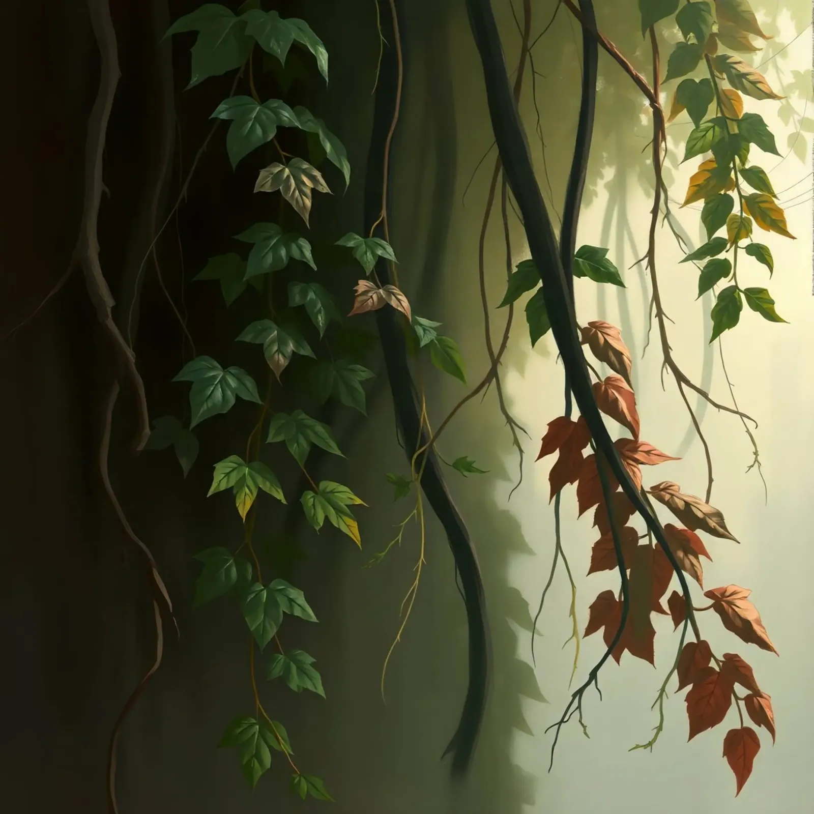 Illustration of Hanging Vines and Branches canvas with Floater frame by DesignDoodle