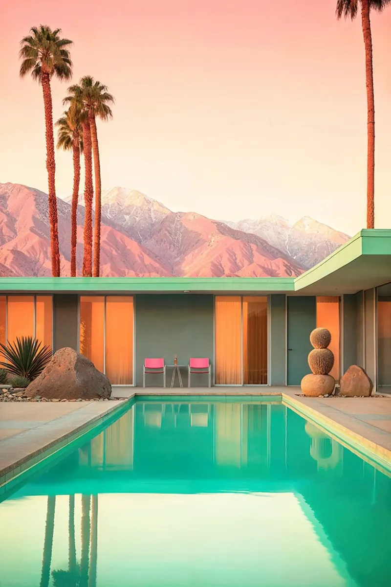 Motel 66 Palm Spring poster con telaio in plastica da lennytravers