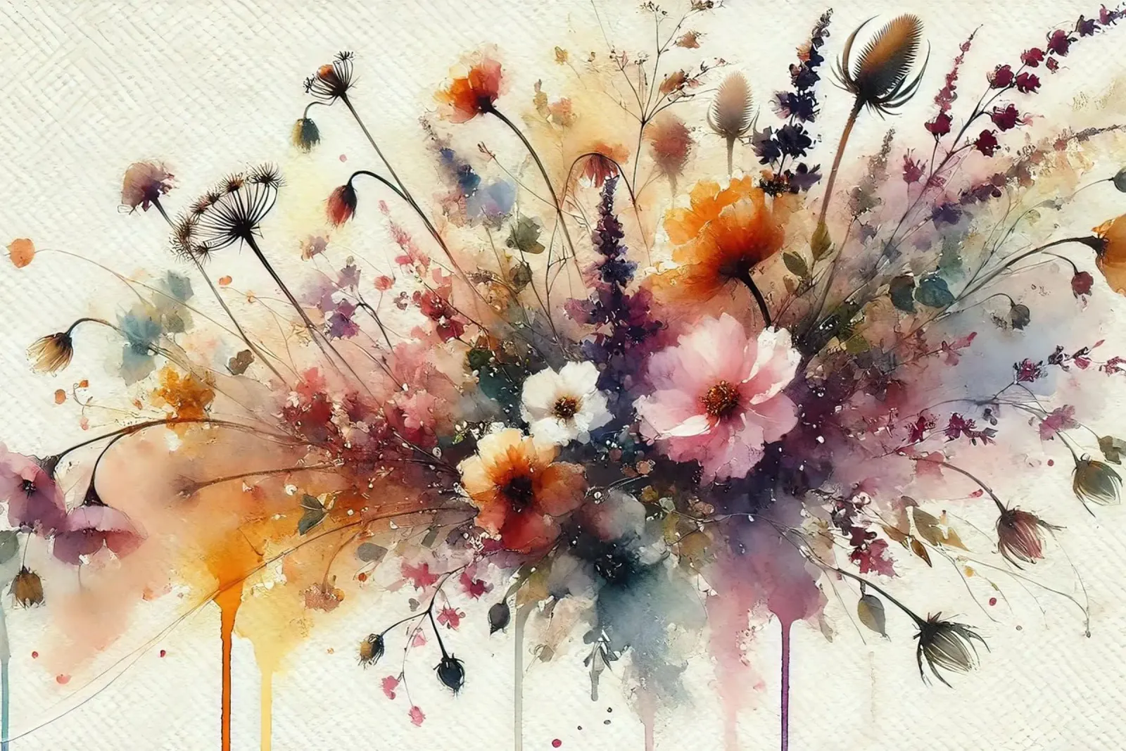 Vibrante sinfonia di fiori selvatici poster con telaio in legno da Chromatic Fusion Studio