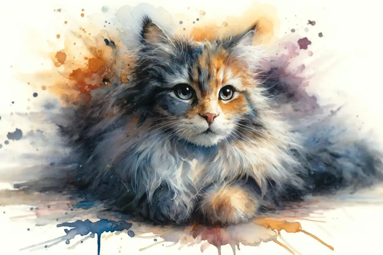 Whimsical Feline Splash canvas with Floater frame by Chromatic Fusion Studio