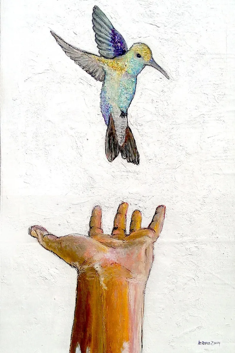 Hand und Kolibri tela con Cornice a cassetta da Martin Ahrens