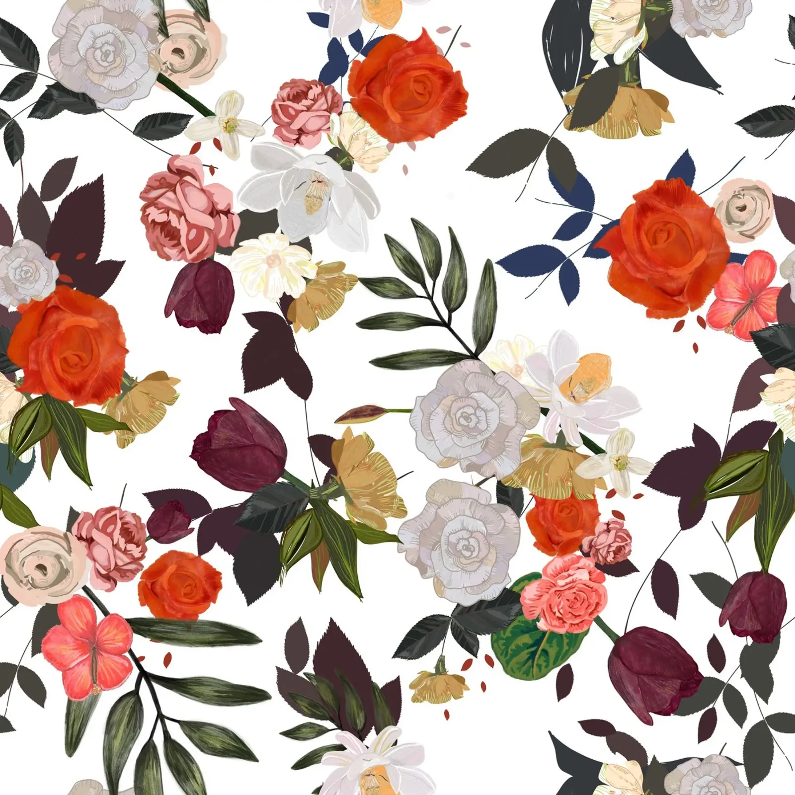 Rosas naranjas, tulipanes y flores mixtas poster de gulsengunel