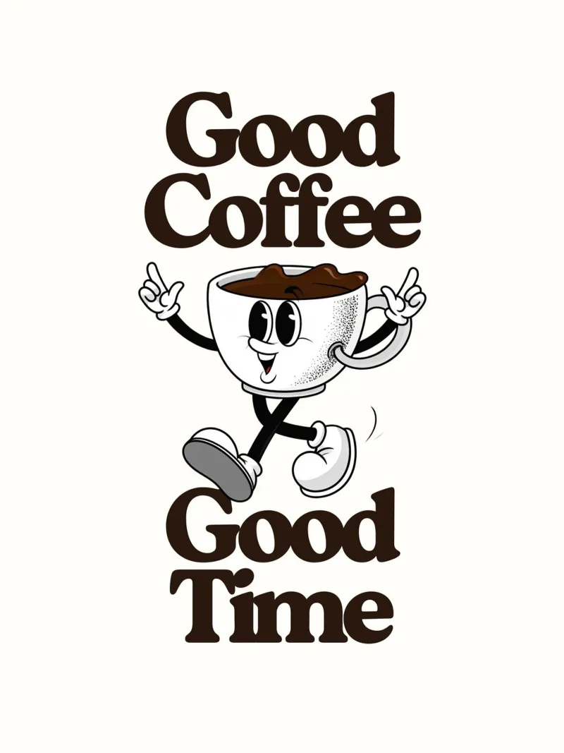 Good Coffee Good Time poster con telaio in legno da Diesdas Ananas Design