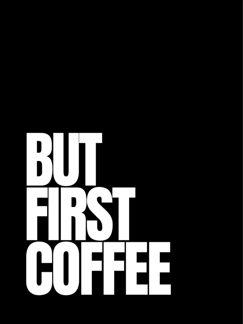 But first coffee (black) poster con telaio in alluminio da Diesdas Ananas Design