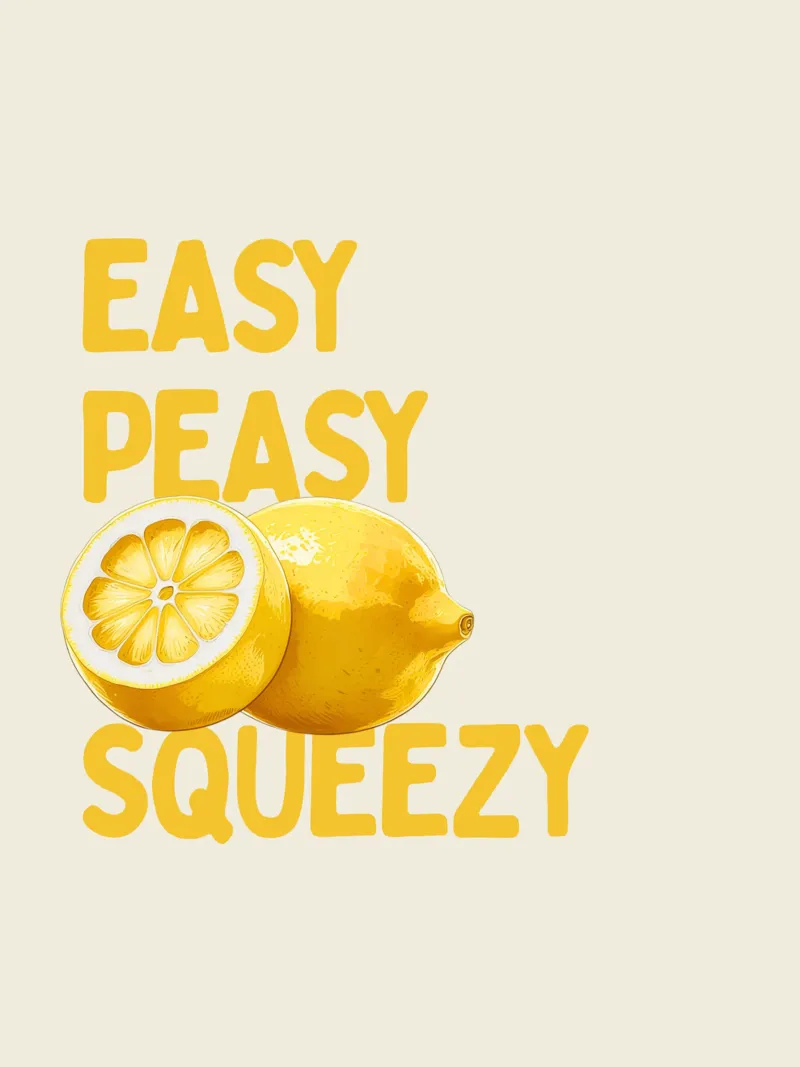 Easy Peasy, Lemon Squeezy poster con telaio in legno da Diesdas Ananas Design