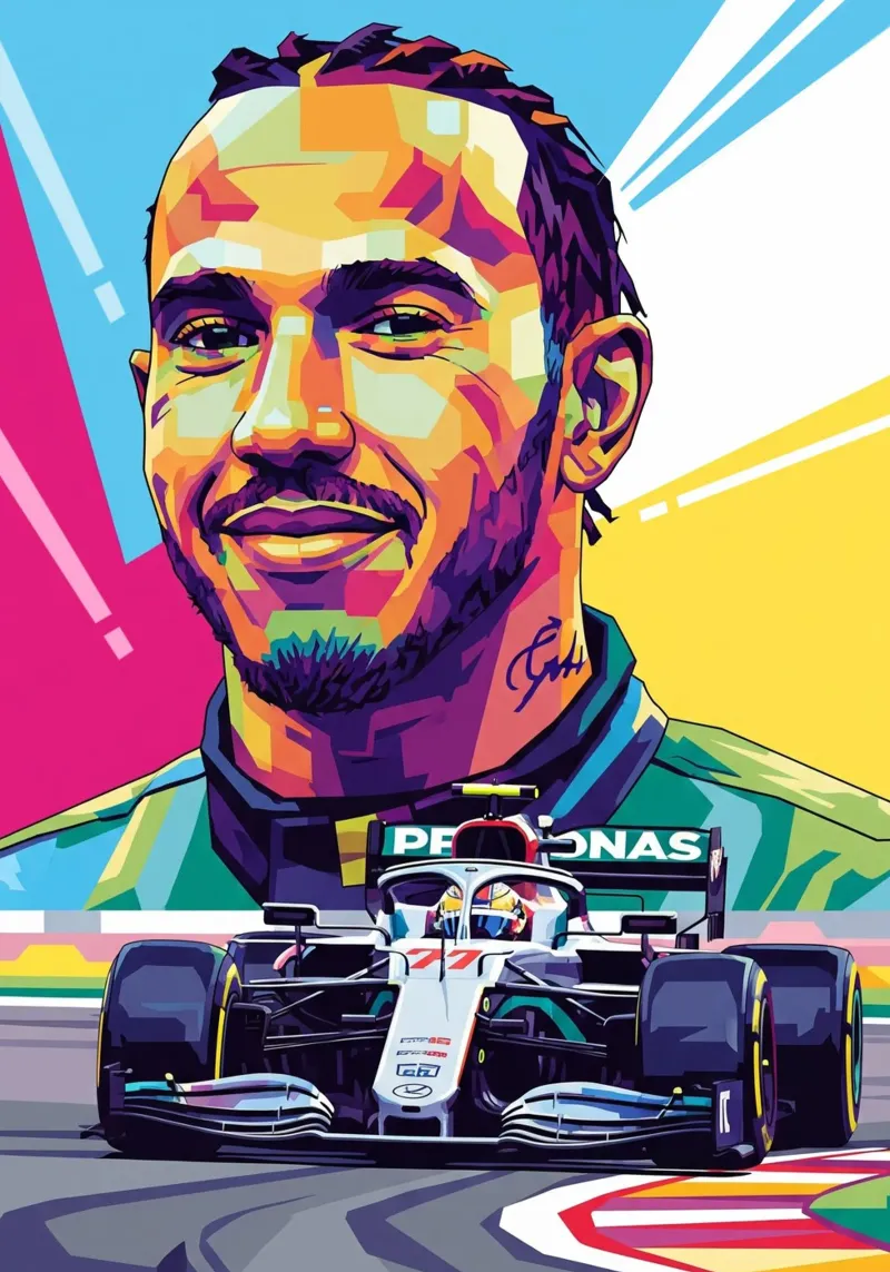 Lewis Hamilton - Formula One art canvas with Floater frame by Hantamrata