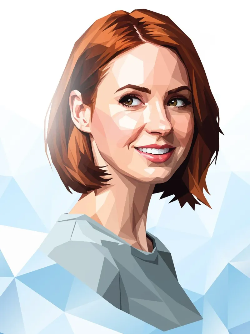 Karen Gillan Lowpoly poster con telaio in plastica da Low Profile