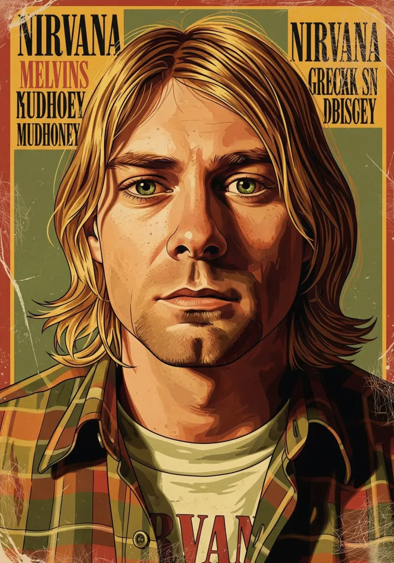Kurt Cobain vintage #3 poster con telaio in plastica da Lembayung art