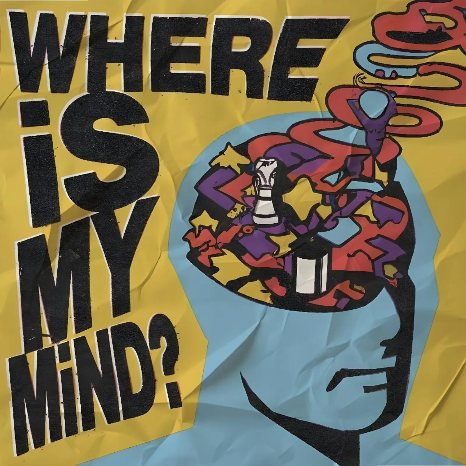 WHERE MY MIND? poster con telaio in plastica da Type & Tape