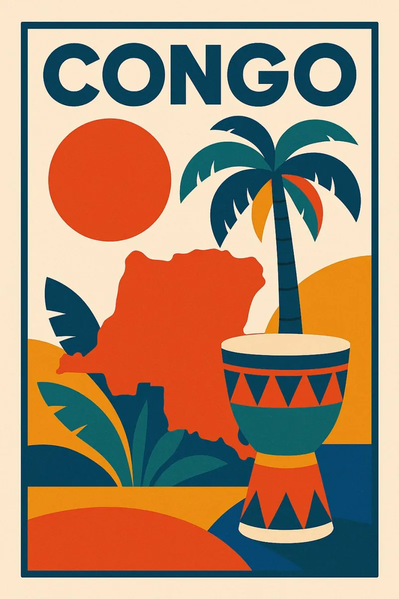 Congo - L'Africa vibrante in cartellone poster con telaio in alluminio da JETLAG | affiches voyage