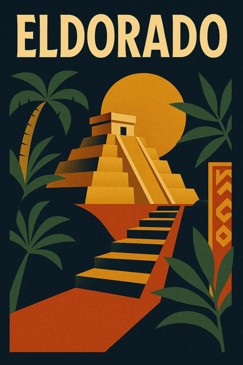 Eldorado - Il mito d'oro in un poster d'epoca poster con telaio in plastica da JETLAG | affiches voyage