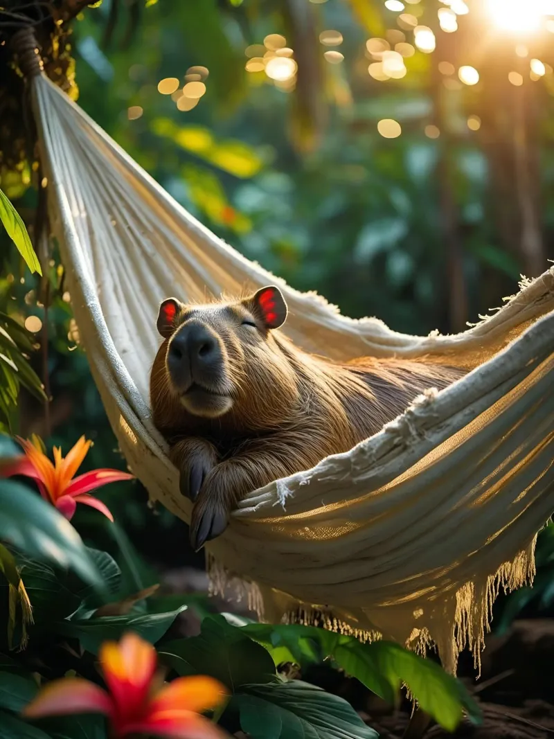 🌿🌺 Capibara | All in good time canvas by Trinkets NL Design Studio