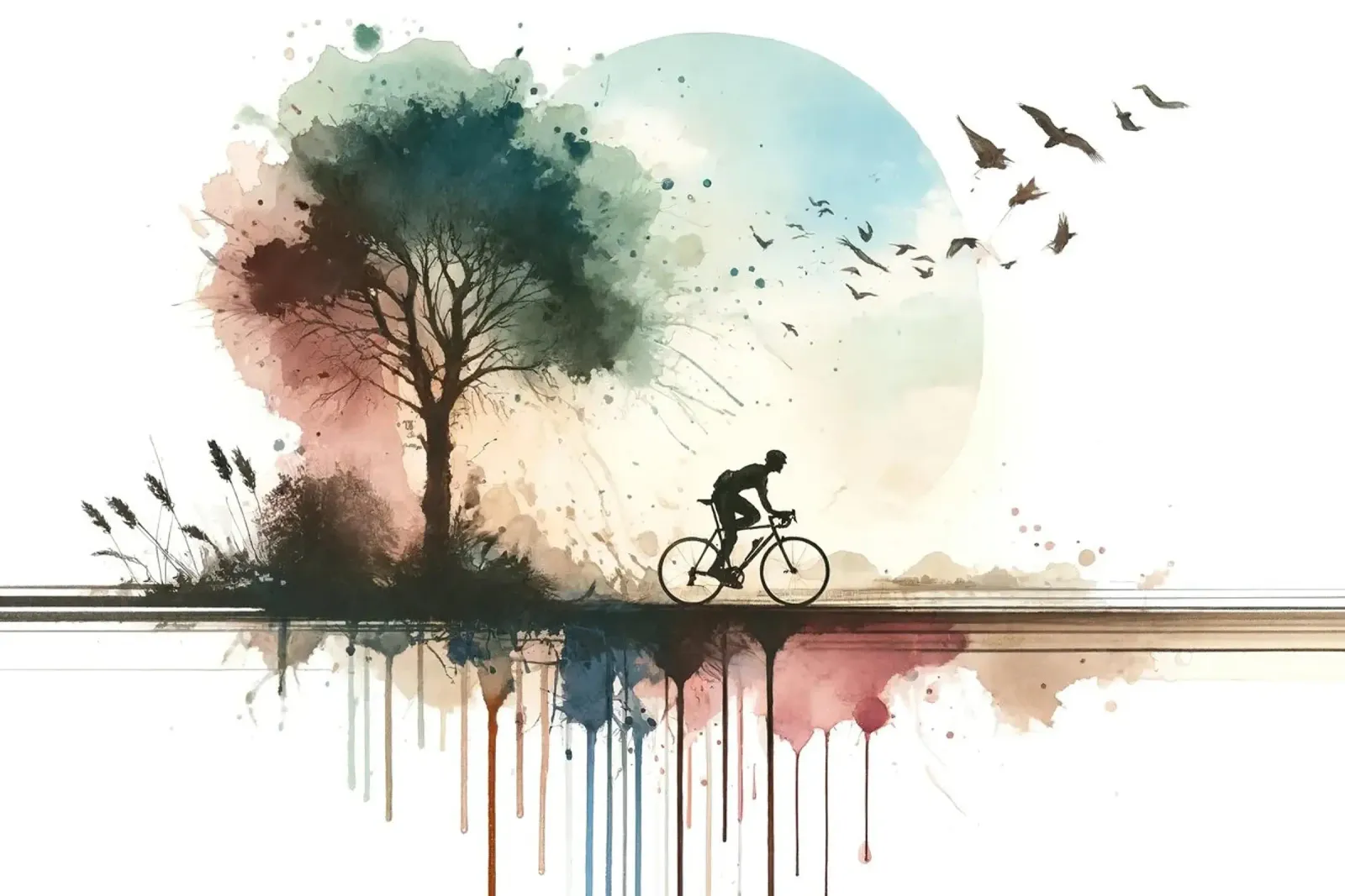 Cycling Towards Twilight canvas with Floater frame by Chromatic Fusion Studio