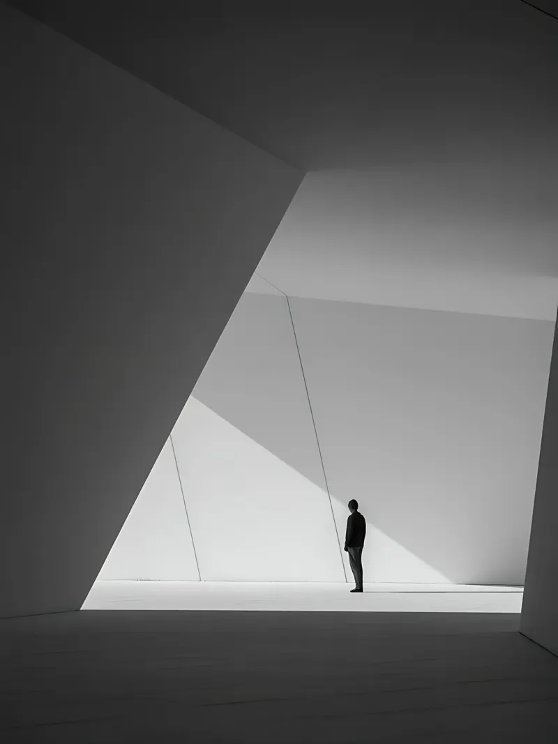 Una silhouette persa nell'architettura moderna poster da Plain Thoughts