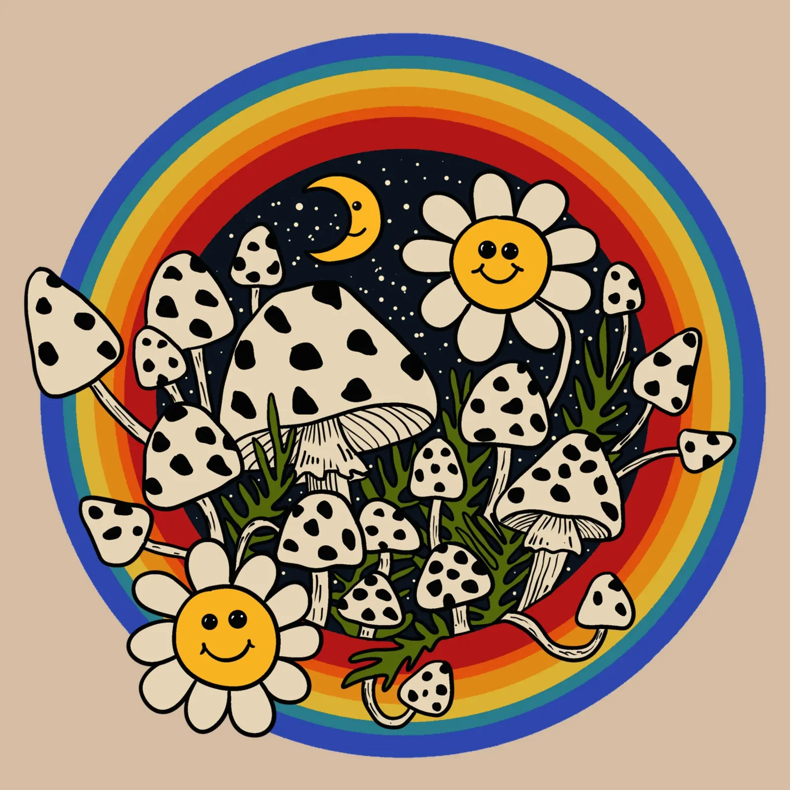 Midnight happy meadow poster con telaio in alluminio da TijanaArtStudio88