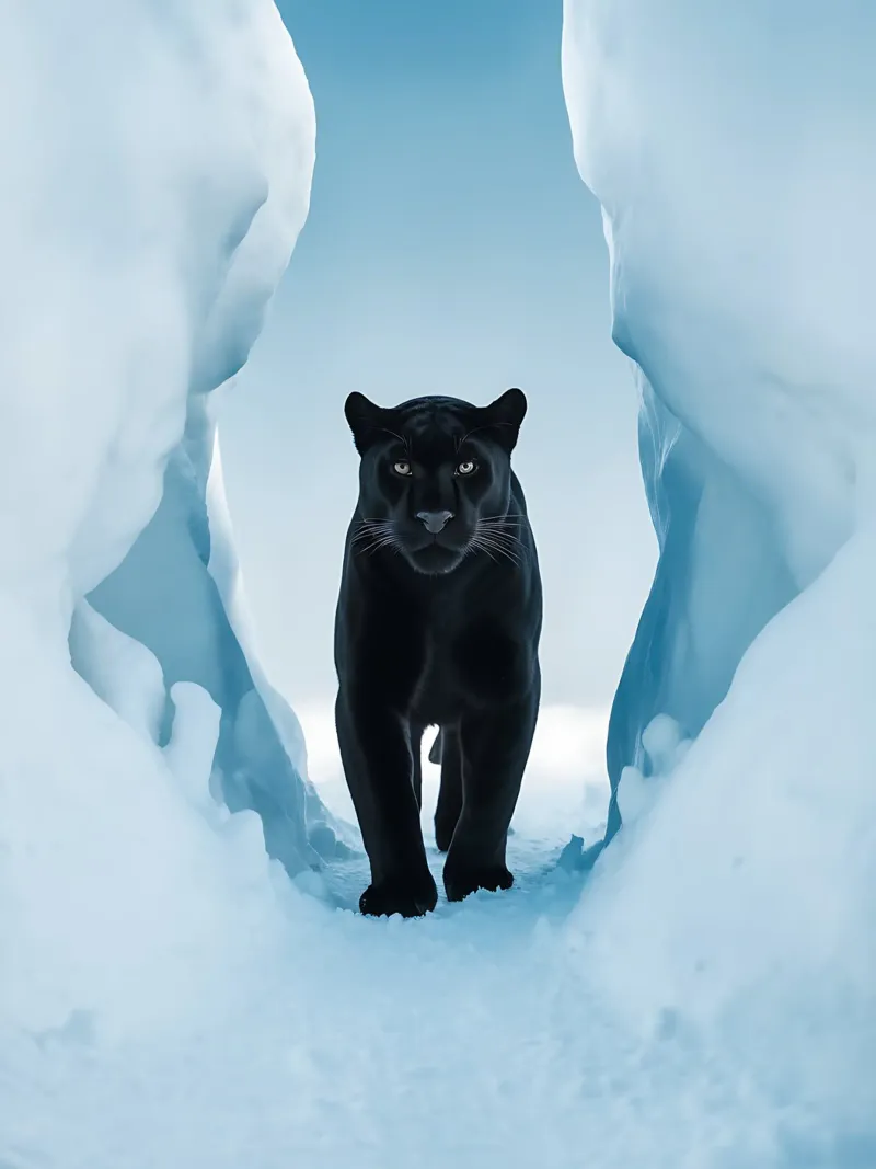 Zwarte panter in het ijs poster van Plain Thoughts