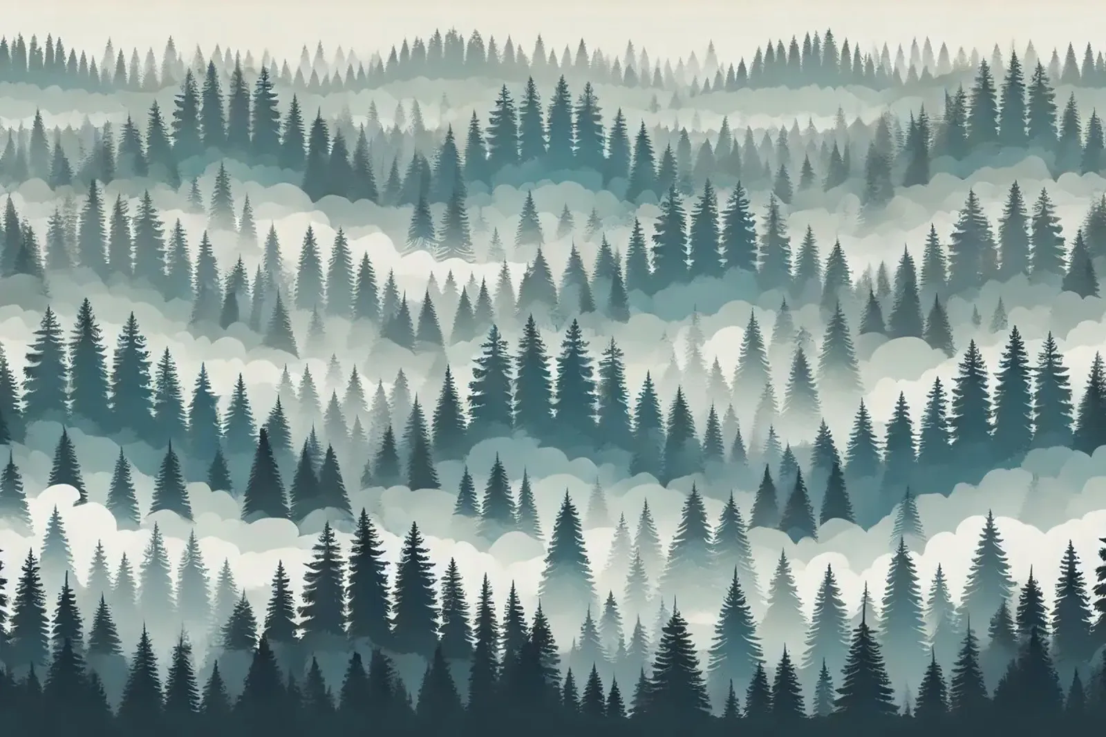 Fuga nel bosco nebbioso poster con telaio in alluminio da Chromatic Fusion Studio