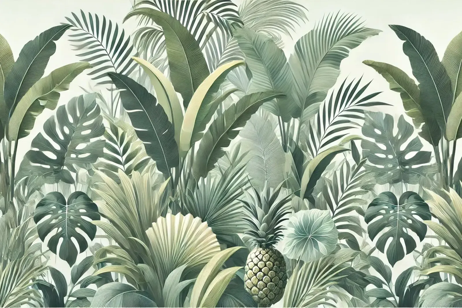 Paradiso verde a foglie poster con telaio in alluminio da Chromatic Fusion Studio