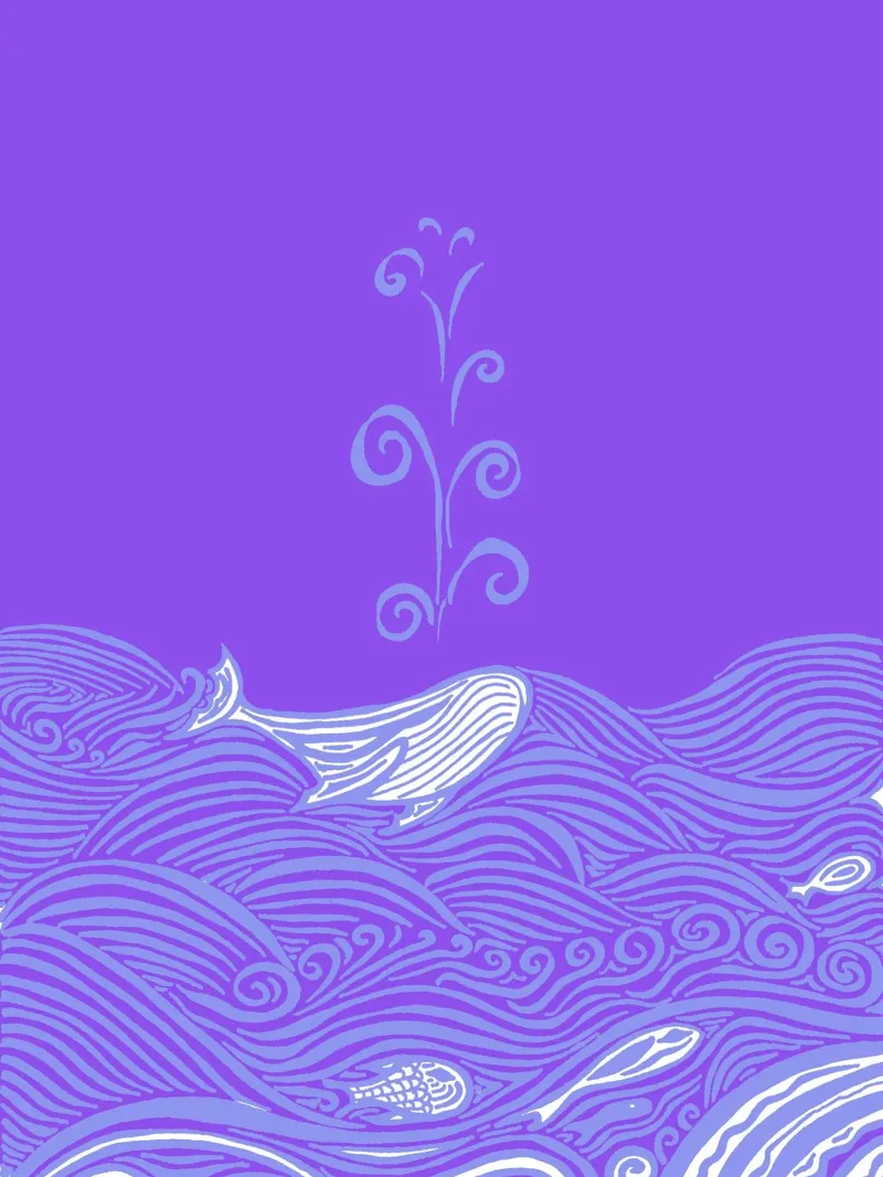 Balena nel mare - LIla poster con telaio in plastica da PaperLine Art