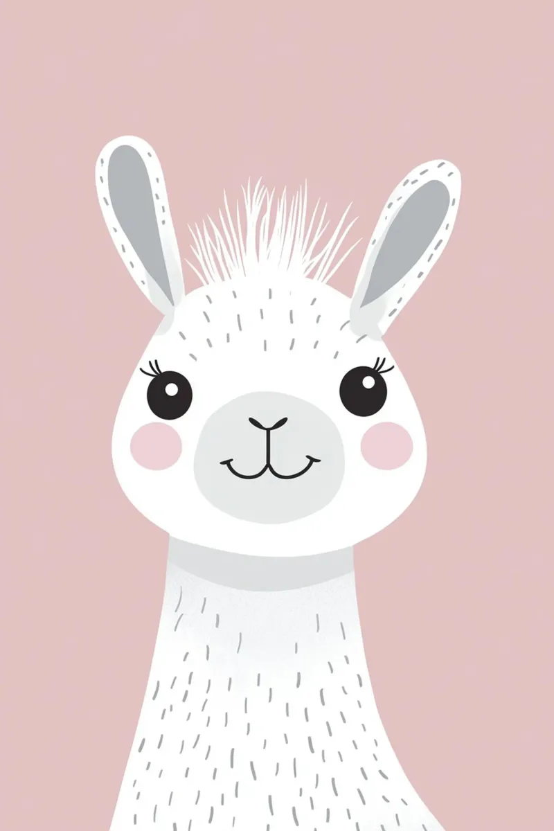Llama in Blush poster con telaio in legno da wonderfolk