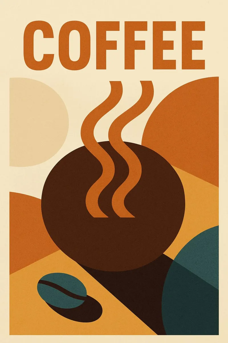 CAFFÈ - Un risveglio grafico per gli amanti del caffè poster con telaio in legno da Boissons - Affiches & posters - Retro