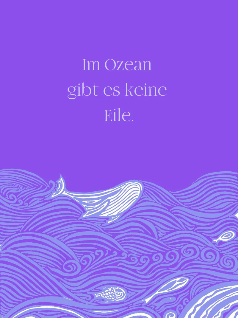 There's no hurry in the ocean - Whale in the waves in purple canvas by PaperLine Art