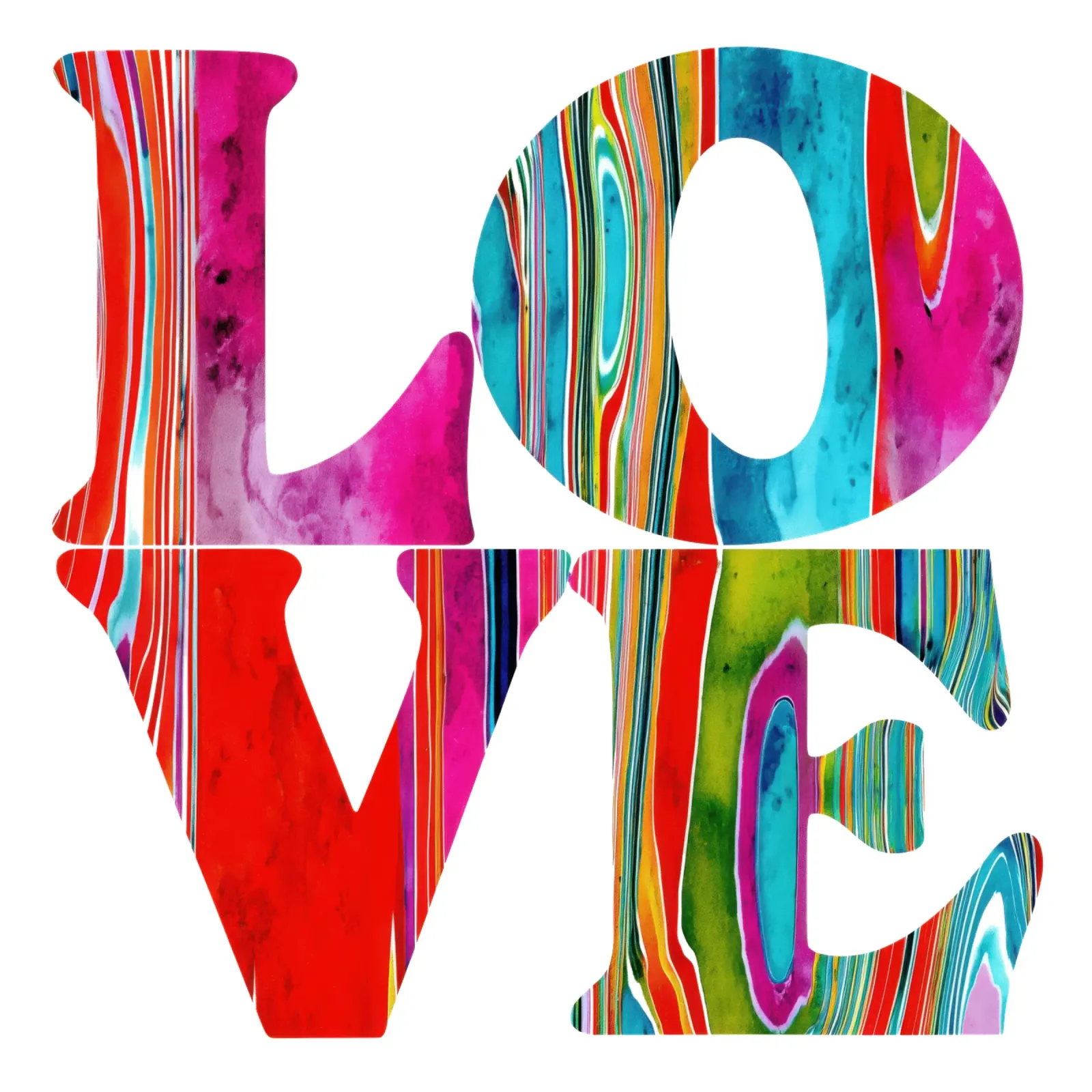 LOVE Typography | Ottimismo e gioia di vivere degli anni '60 poster con telaio in plastica da Autofocus
