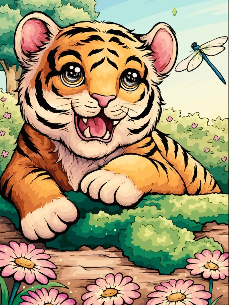 baby tiger poster con telaio in alluminio da Dumery Art