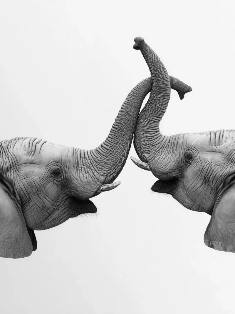 Tenero abbraccio di un elefante poster con telaio in legno da Carinaprint