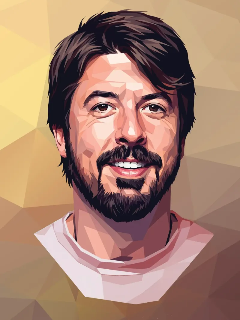 Dave Grohl Low poly poster con telaio in legno da Low Profile