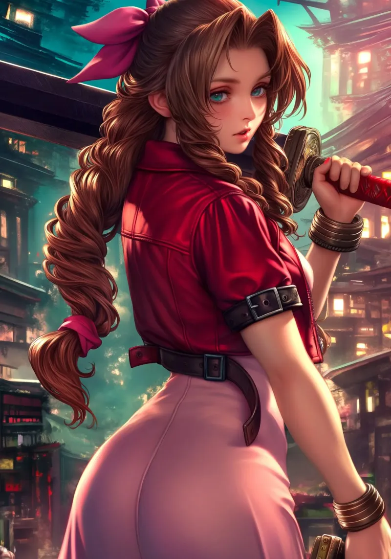 FFVII FF7 Aerith Fantasia Finale poster con telaio in alluminio da Stellar Creative