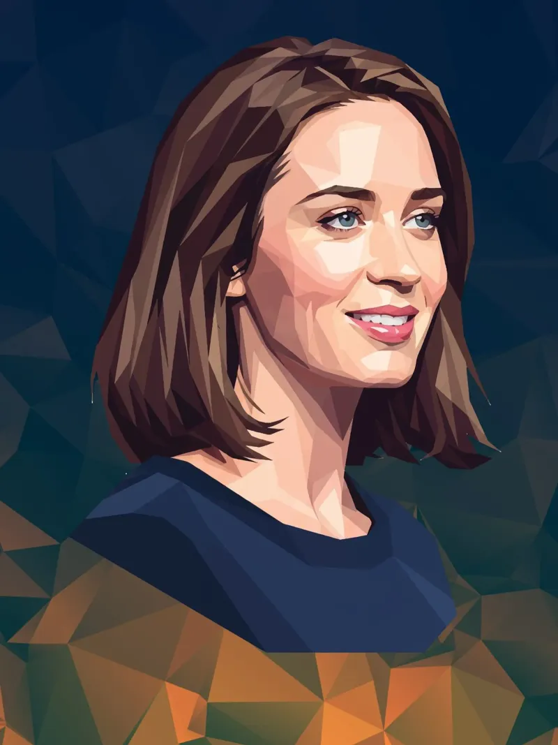 Emily Blunt Lowpoly tela con Cornice a cassetta da Low Profile