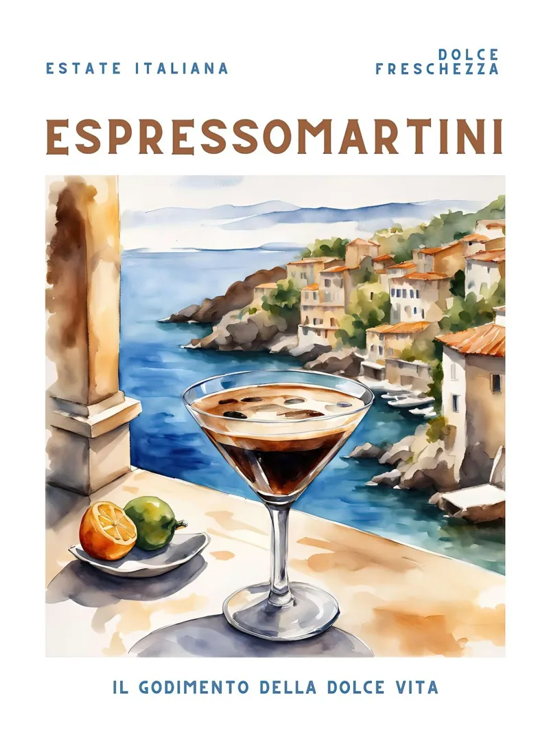 Espresso Martini Vintage tela con Cornice a cassetta da Neeraprint