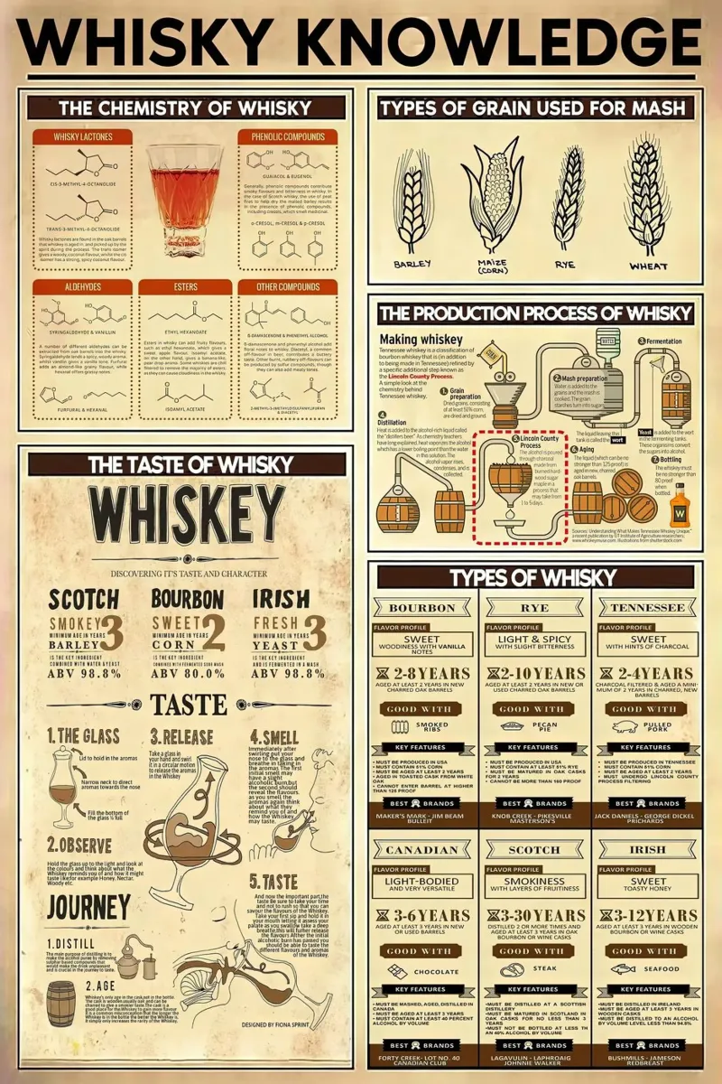 Conoscenza del whisky poster con telaio in plastica da Maritiknowled