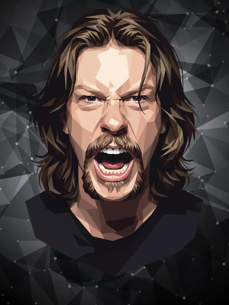 James Hetfield Urlo Low Poly poster con telaio in legno da Low Profile