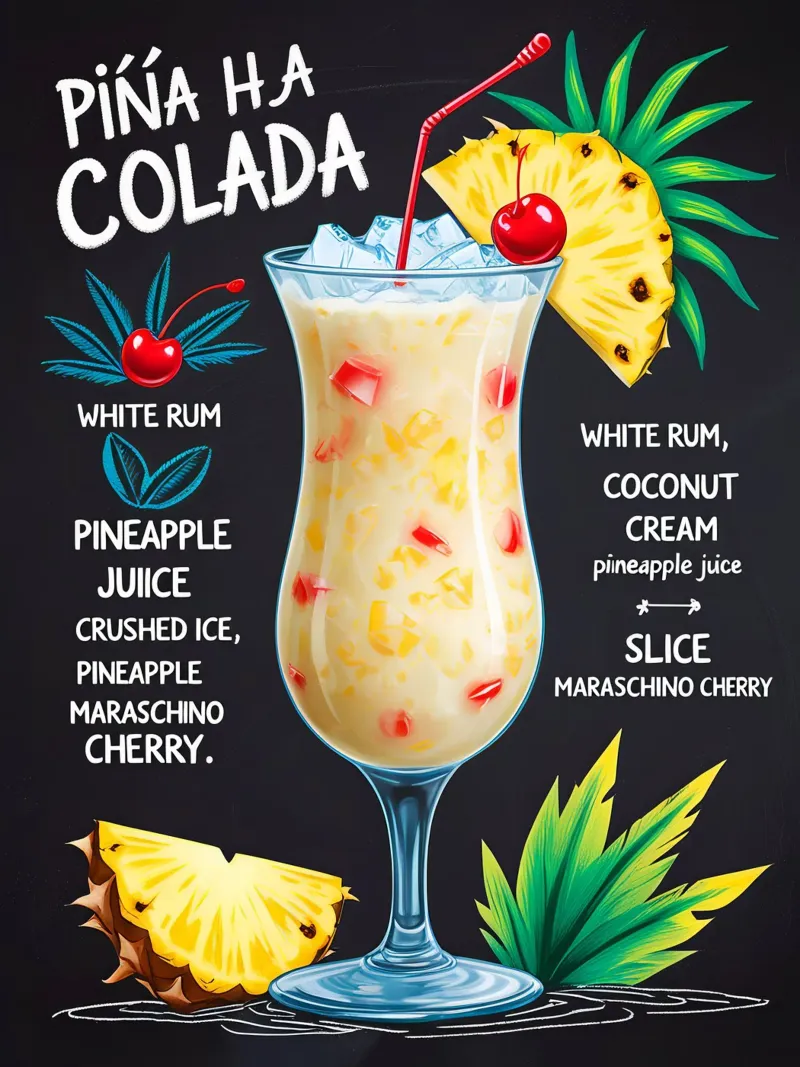 Pina Colada Cocktail canvas met Baklijst van Jeff Studio